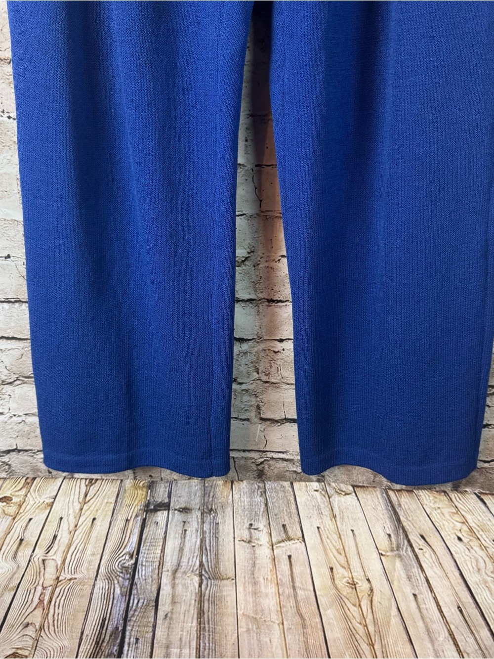 ST. JOHN Sport Marie Gray Women's Large Knit Pants Royal Blue Wool Rayon Lg L - Picture 3 of 7